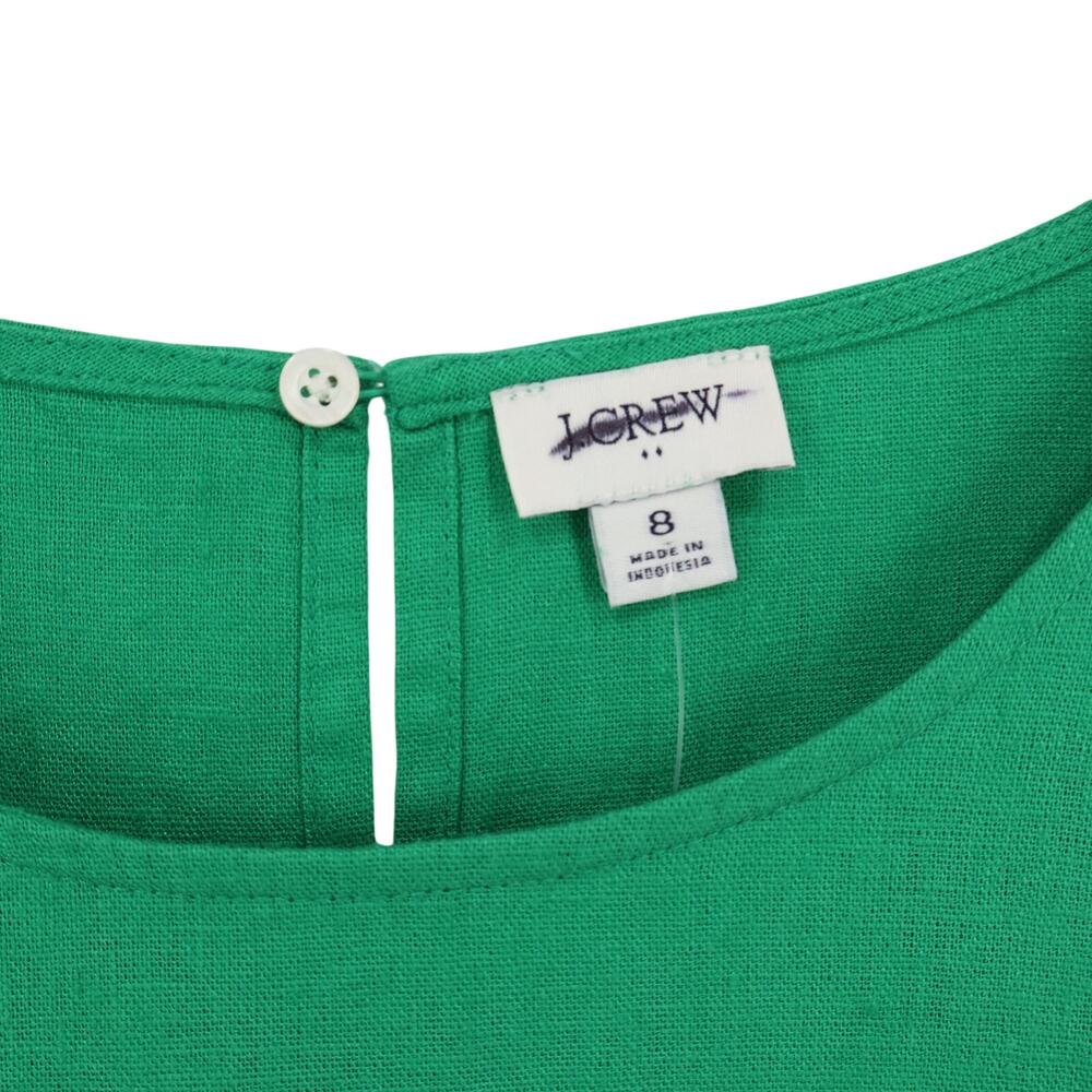 NWT J.Crew Factory Linen-Blend Sleeveless Mini Dress Bright Clover Green Size 8 - Picture 6 of 8